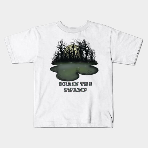 Cartoon n Camo Drain The Swamp Kids T-Shirt by Roly Poly Roundabout